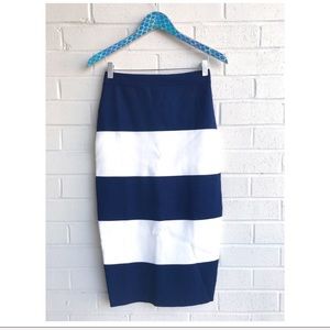 Kendall + Kylie Stripe Knit Midi Pencil Skirt